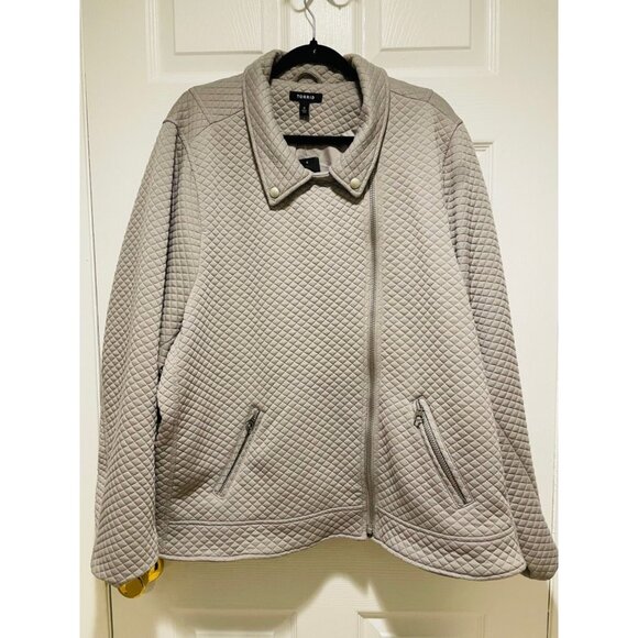 Torrid Size 6-6X Gray Pebble Quilted Knit Moto Jacket - Picture 4 of 8